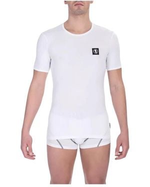 Bikkembergs Fitness ,Wit ,Katoen T-Shirt Met Ronde Hals