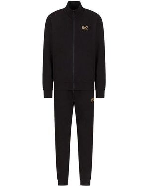 EA7 Einfarbiger tracksuit mit kordel und reißverschluss - Schwarz