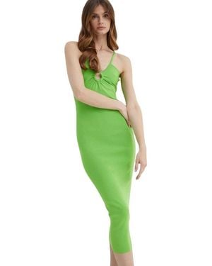 Michael Kors Stretch Knit Cutout Midi Jurk - Groen