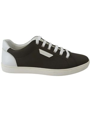 Dolce & Gabbana Scarpe da ginnastica basse in pelle bianche verdi - Nero