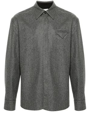 Bottega Veneta Camicia flanella grigio melange stile 1962