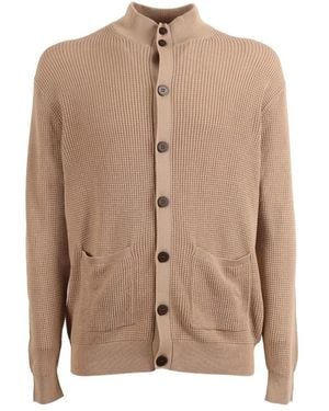 Ballantyne Truien & Vesten ,Katoen Rice Stitch Katoenen Vest - Bruin