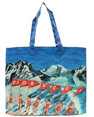 Fiorucci Graphic Print Top-Handle Tote - Blauw