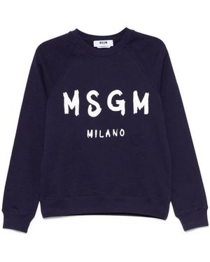 MSGM Blaue crew neck pullover raglan