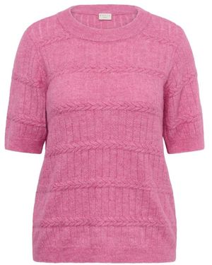 Kaffe Truien & Vesten ,Roze ,Leer Rondgebreide Trui - Paars