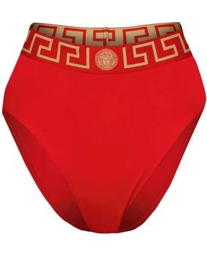 Versace Hoher bikinihose mit elegantem rotem design