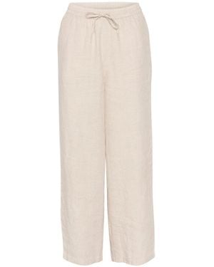 Cream Wide Trousers - Natural