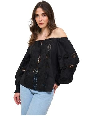 Liu Jo Schwarze Spitzenbluse Ballonärmel