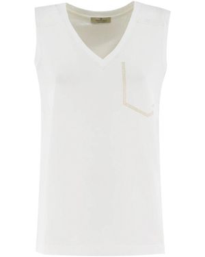 Panicale Sleeveless Tops - Bianco