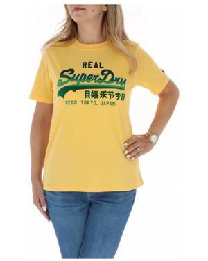 Superdry Tops ,Geel T-Shirt, Stijlvol Ontwerp - Metallic