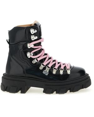Ganni Lace-Up Boots - Black