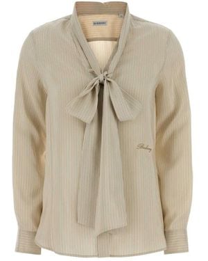 Burberry Geborduurde Zijden Blouse - Naturel