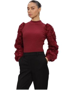 Y.A.S Yasrunella Ls High Neck Knit Pullover - Rood