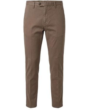 Canali Broeken ,Bruin ,Katoen Regular-Fit Chino Van Katoen En Kasjmier Gabardine - Grijs