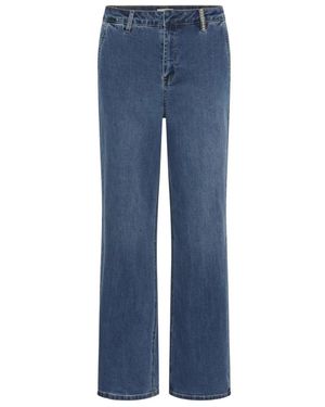 Cream Wide Jeans - Azul