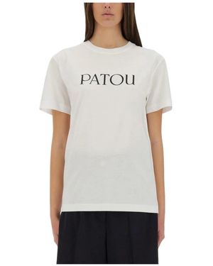 Patou Tops ,Wit ,Katoen Logo T-Shirt - Grijs