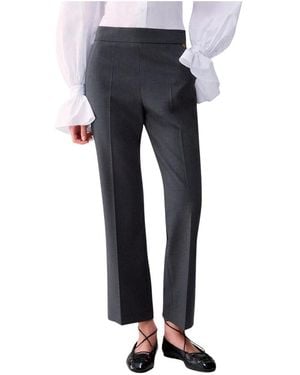 Liu Jo Broeken ,Grijs ,Leer Rechte Broek - Blauw