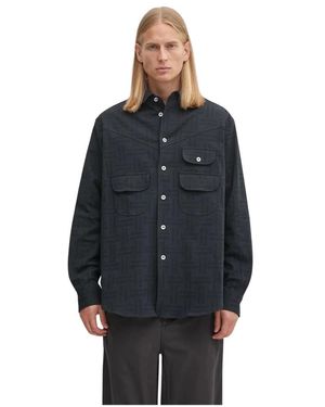 KENZO Overhemden ,Blauw ,Katoen Weave Workwear Overshirt - Zwart