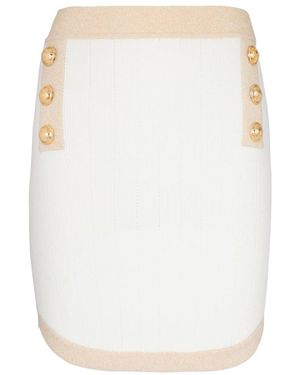 Balmain Rokken ,Wit ,Polyester Korte Gebreide Rok Met Hoge Taille