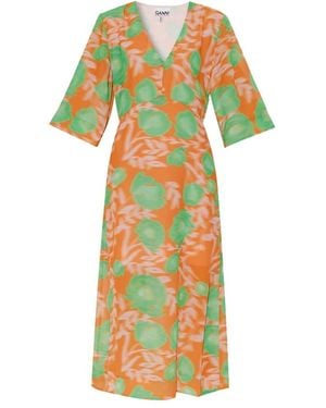 Ganni Midi Dresses - Yellow