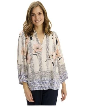 iN FRONT Blaue Kaisa Bluse Mit Puffärmeln - Grau