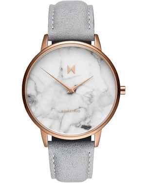 MVMT Roségold boulevard uhr mit grauem leder - Mettallic