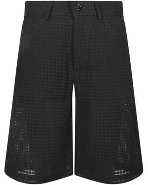 Séfr Schwarze Bermuda-Shorts Stilvolles Strukturiertes Gewebe