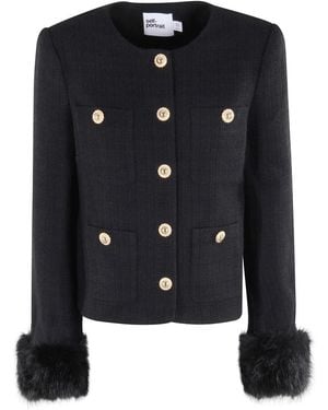 Self-Portrait Bouclè Fur Jacket - Schwarz