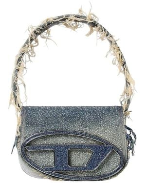 DIESEL Ausgefranste Denim Schultertasche - Blau