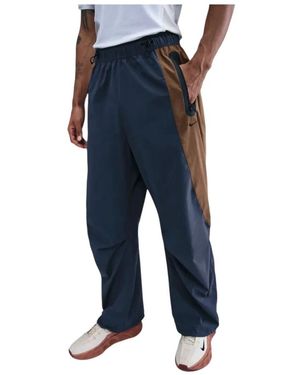 Nike Fitness ,Blauw ,Nylon Tech Dri-Fit Woven Colour-Block Oversized Broek