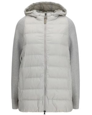 Brunello Cucinelli Lange Monili-Ketten-Pufferjacke - Grau