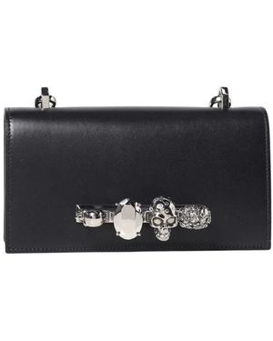 McQueen Skull Knuckle Schultertasche - Schwarz