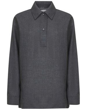 Studio Nicholson Grijze Wol Knoopshirt - Grijs