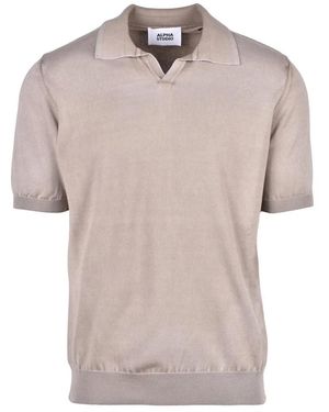 Alpha Studio Baumwoll Polo Stricktop - Braun