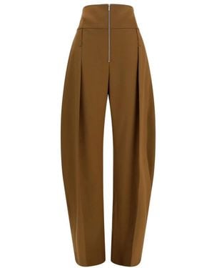 Ferragamo Broeken ,Bruin ,Katoen Wijde Ballonbroek Met Rits