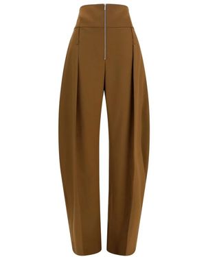 Ferragamo Broeken ,Bruin ,Katoen Wijde Ballonbroek Met Rits