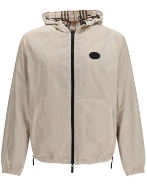 Burberry Jassen ,Polyester Reversible Check Newport Hooded Jacket - Naturel