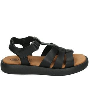 Hee Schoenen ,Zwart ,Leer 26380 Flat Sandalen
