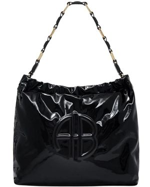 Anine Bing Schwarze Leder-Schultertasche Kate