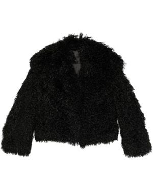 Amen Schwarzer Kurzmantel Mit Breitem Revers