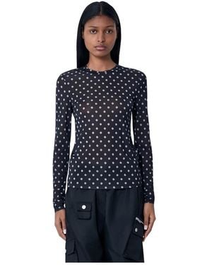 Ganni Long Sleeve T-Shirts - Blue