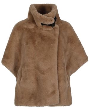 Pinko Jassen ,Comodino Faux Fur Cape - Bruin
