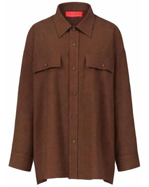 Thelatest Overhemden ,Bruin ,Shirt Met Klepzakken