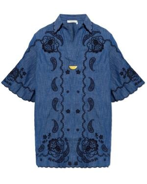 Zimmermann Kleedjes ,Blauw ,Denim Aster Geborduurd Denim Jurk