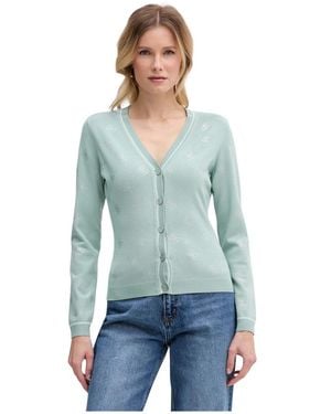 Guess Truien & Vesten ,Groen ,Polyester 4G Strass Vest - Blauw