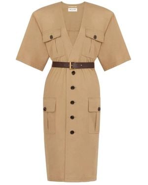 Saint Laurent Midi Dresses - Natural