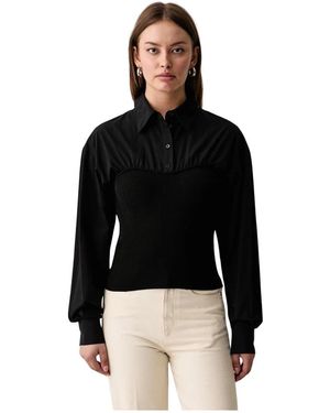 Pinko Overhemden ,Zwart ,Katoen Suzuki Blouse