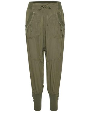 Cream Straight Trousers - Verde