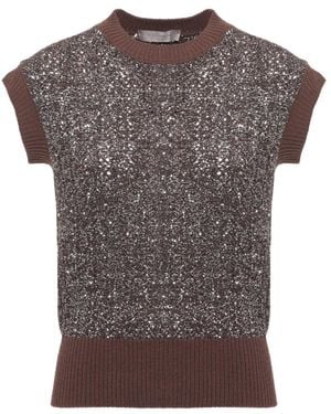 D.exterior Truien & Vesten ,Bruin ,Wol Wool Gilet - Grijs