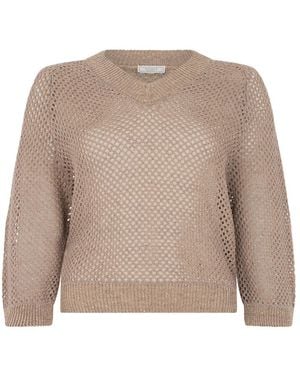 Peserico V-Neck Knitwear - Brown